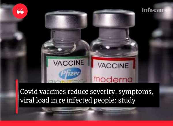 Covid vaccines reduce severity-symptoms, viral load in re infected people-study