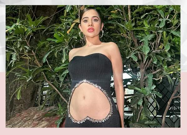 Not for the faint of heart, Uorfi Javeds black dress with a cutout heart design.